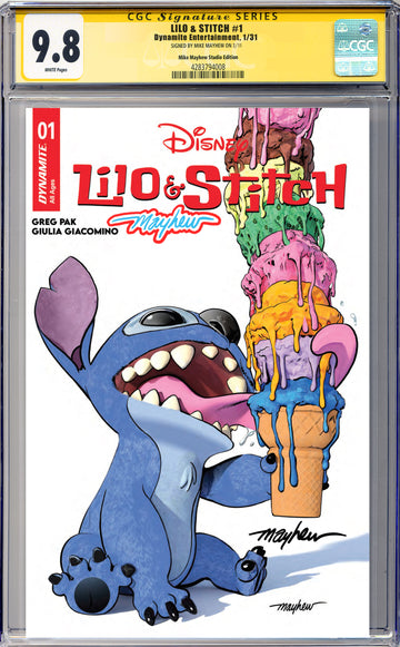 LILO & STITCH #1 Mike Mayhew Studio Variant Cover A Trade Dress Glow Sig CGC Yellow Label 9.6 and Above Graded Slab