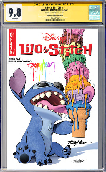 LILO & STITCH #1 Mike Mayhew Studio Variant Cover A Trade Dress Rainbow Drip Sig CGC Yellow Label 9.6 and Above Graded Slab