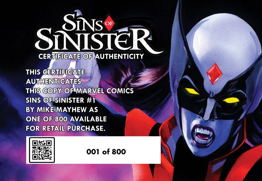 SINS OF SINISTER #1 Mike Mayhew Studio Variant Cover Trade Dress Signed with COA