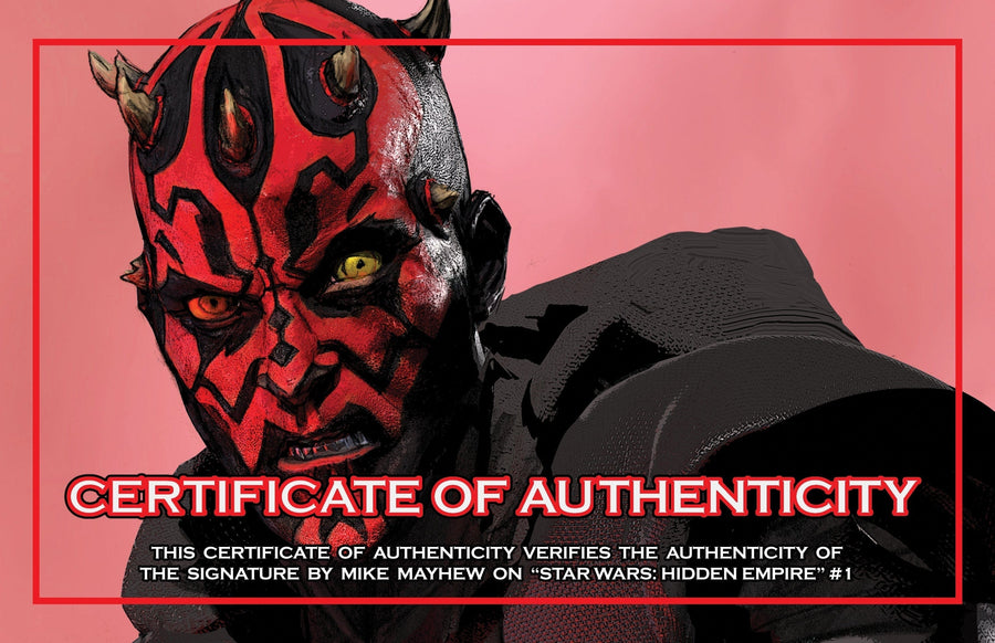 STAR WARS: HIDDEN EMPIRE #1 Mike Mayhew Studio Variant Cover A Trade Dress and Cover B Virgin Darth Maul Sig with COA
