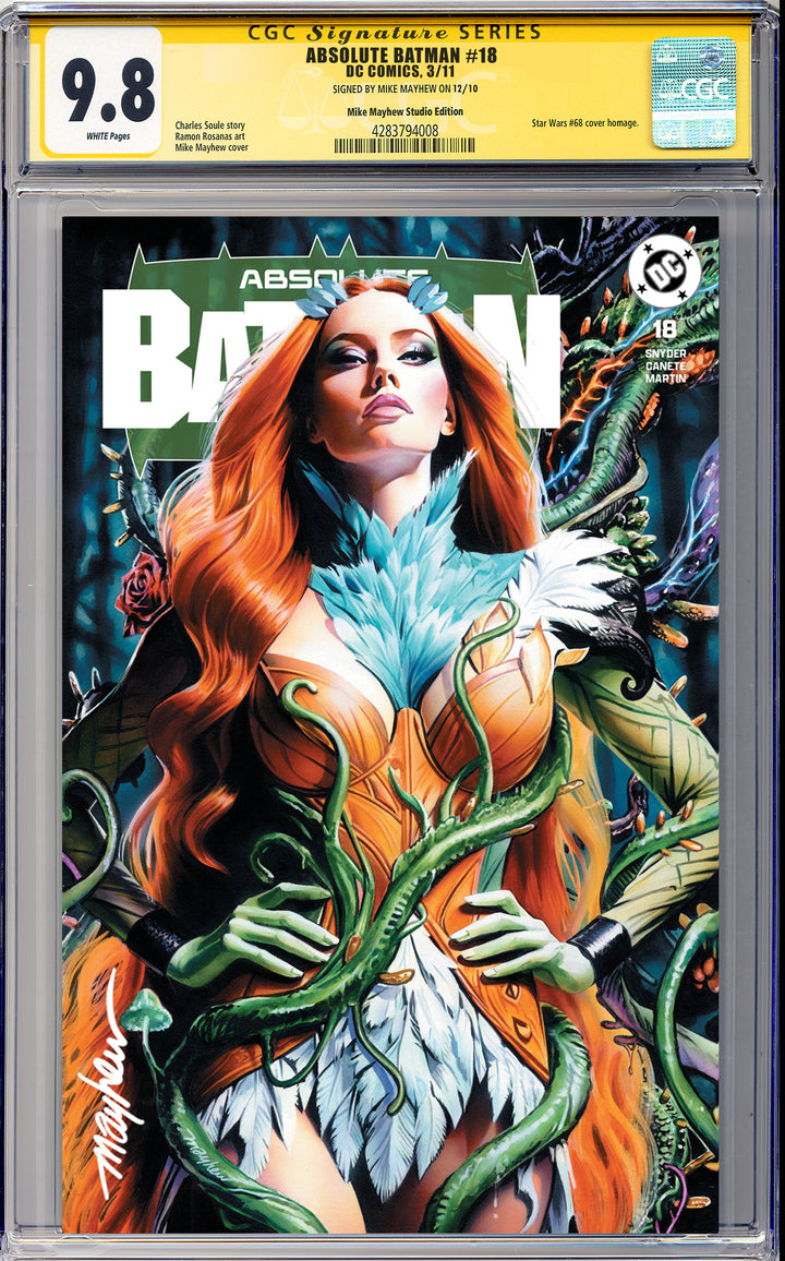 ABSOLUTE BATMAN #18 Mike Mayhew Studio Variant Cover A Trade Dress SIGNED CGC Yellow Label Guaranteed 9.8 Graded Slab