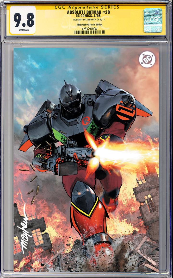 ABSOLUTE BATMAN #20 Mike Mayhew Studio Variant Cover B Virgin SIGNED CGC Yellow Label Guaranteed 9.8 Graded Slab