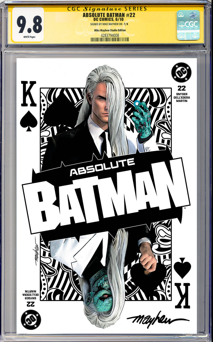 ABSOLUTE BATMAN #22 Mike Mayhew Studio Variant Cover A Trade Dress SIGNED CGC Yellow Label Guaranteed 9.8 Graded Slab
