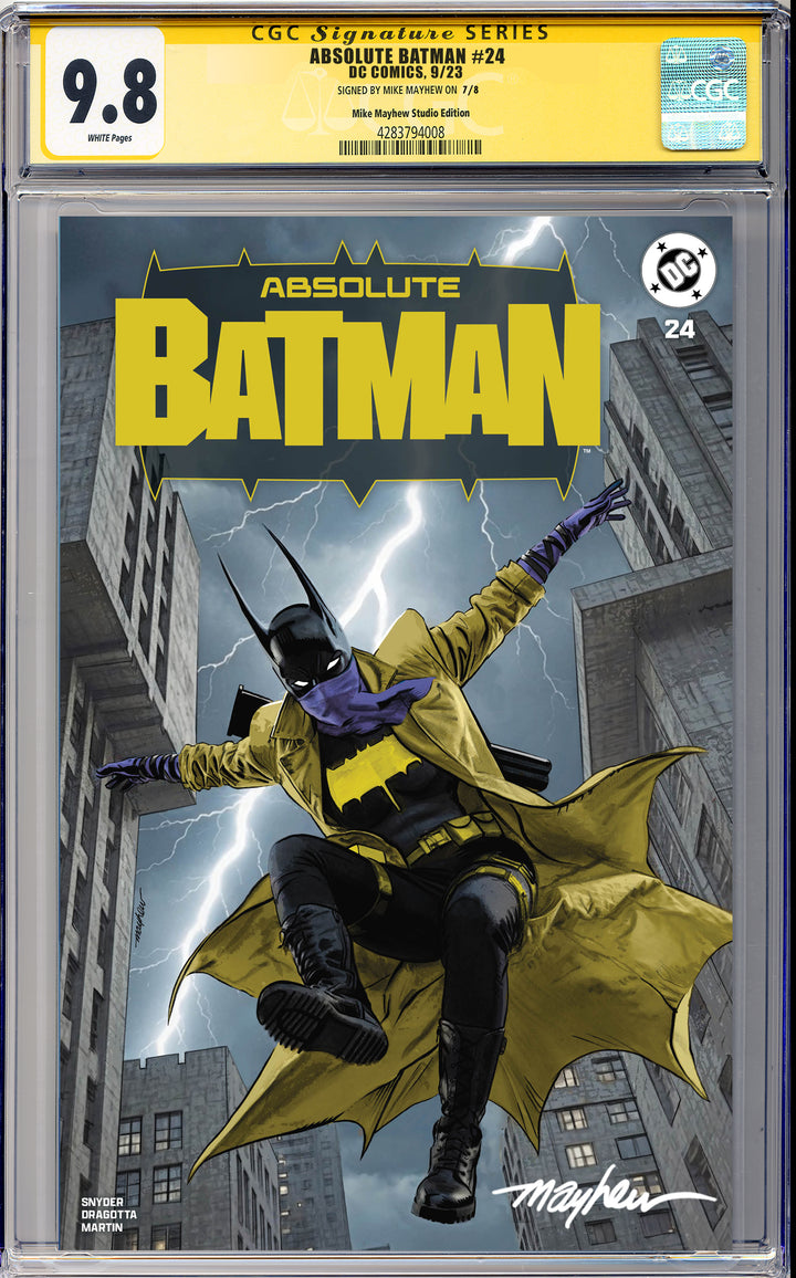 ABSOLUTE BATMAN #24 Mike Mayhew Studio Variant Cover A Trade Dress SIGNED CGC Yellow Label Guaranteed 9.8 Graded Slab