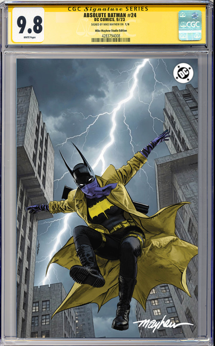 ABSOLUTE BATMAN #24 Mike Mayhew Studio Variant Cover B Virgin SIGNED CGC Yellow Label Guaranteed 9.8 Graded Slab