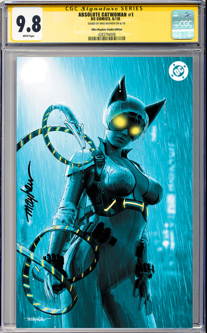 ABSOLUTE CATWOMAN #1 Mike Mayhew Studio Variant Cover B Virgin SIGNED CGC Yellow Label Guaranteed 9.8 Graded Slab
