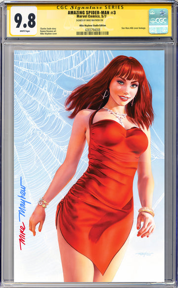 AMAZING SPIDER-MAN #3 Mike Mayhew Studio Variant Cover B Virgin FULL DUO SIGNED CGC 9.8 SIGNATURE SERIES SLAB