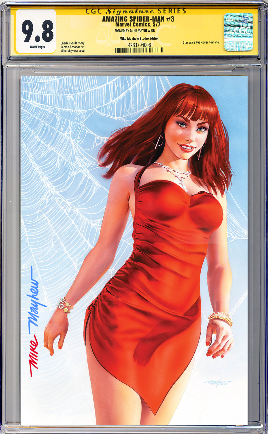 AMAZING SPIDER-MAN #3 Mike Mayhew Studio Variant Cover B Virgin FULL DUO SIGNED CGC 9.8 SIGNATURE SERIES SLAB