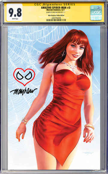 AMAZING SPIDER-MAN #3 Mike Mayhew Studio Variant Cover B Virgin MARY JANE SIG CGC 9.8 SIGNATURE SERIES SLAB