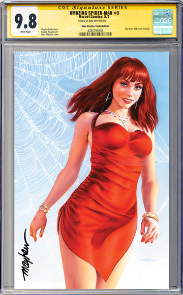 AMAZING SPIDER-MAN #3 Mike Mayhew Studio Variant Cover B Virgin SIGNED CGC 9.8 SIGNATURE SERIES SLAB