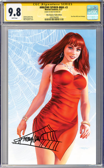 AMAZING SPIDER-MAN #3 Mike Mayhew Studio Variant Cover B Virgin BLACK THWIP SIG CGC 9.8 SIGNATURE SERIES SLAB