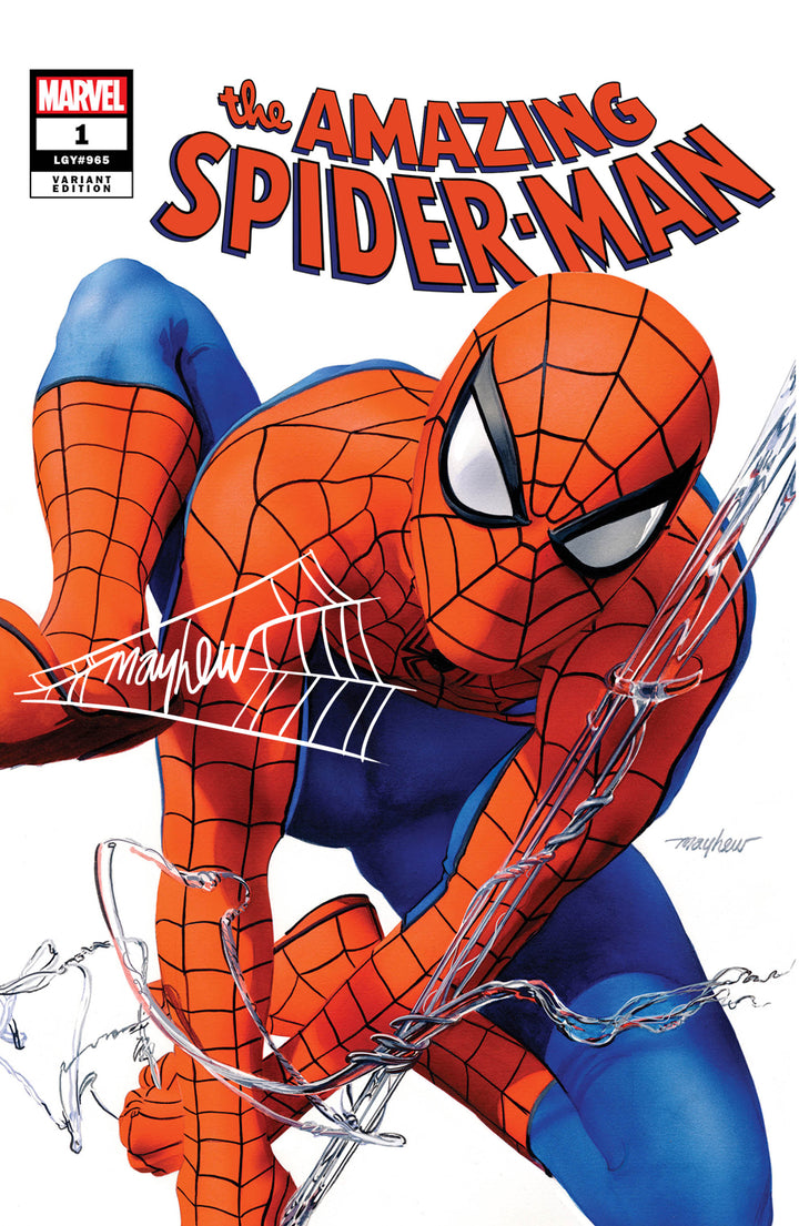 AMAZING SPIDER-MAN #1 (2025) Mike Mayhew Studio Variant Cover A Trade Dress WHITE THWIP SIG with COA
