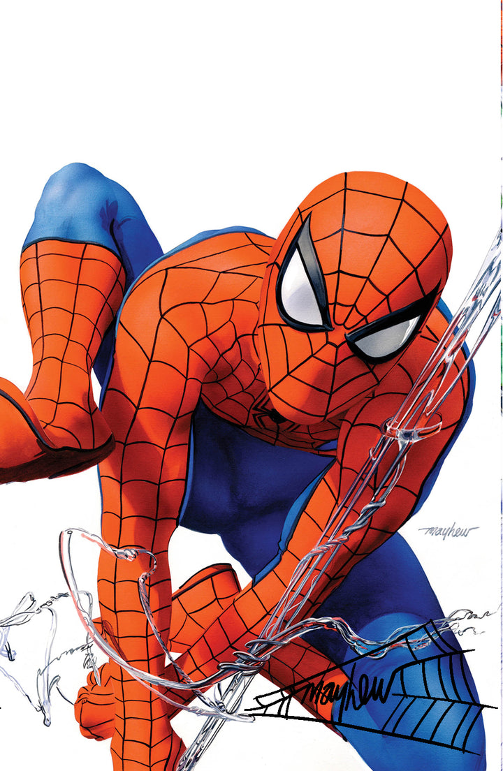AMAZING SPIDER-MAN #1 (2025) Mike Mayhew Studio Variant Cover B Virgin BLACK THWIP SIG with COA