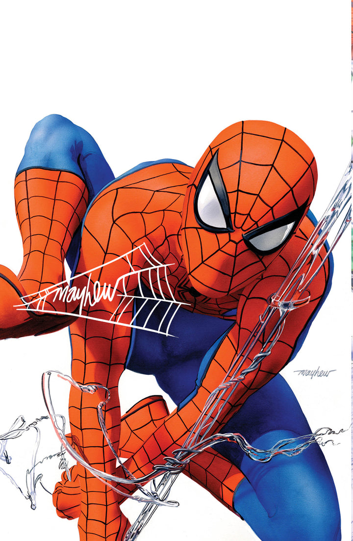 AMAZING SPIDER-MAN #1 (2025) Mike Mayhew Studio Variant Cover B Virgin WHITE THWIP SIG with COA