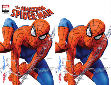 AMAZING SPIDER-MAN #1 (2025) Mike Mayhew Studio Variant Cover A Trade Dress & B Virgin SET FULL DUO SIG with COA