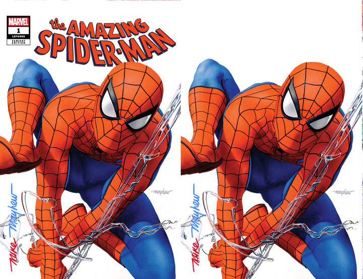 AMAZING SPIDER-MAN #1 (2025) Mike Mayhew Studio Variant Cover A Trade Dress & B Virgin SET FULL DUO SIG with COA