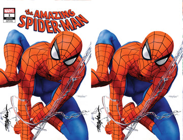 AMAZING SPIDER-MAN #1 (2025) Mike Mayhew Studio Variant Cover A Trade Dress & B Virgin SET SIGNED with COA