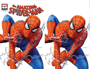 AMAZING SPIDER-MAN #1 (2025) Mike Mayhew Studio Variant Cover A Trade Dress & B Virgin SET WHITE THWIP SIG with COA