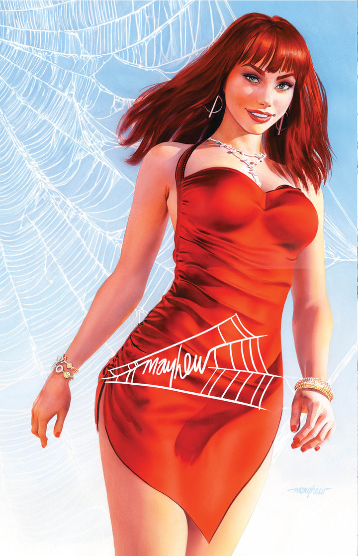 AMAZING SPIDER-MAN #3 Mike Mayhew Studio Variant Cover B Virgin WHITE THWIP SIG with COA