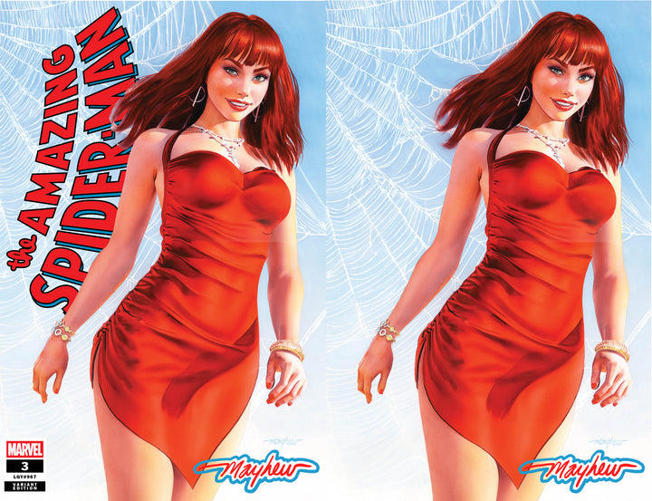 AMAZING SPIDER-MAN #3 Mike Mayhew Studio Variant Cover A Trade Dress & B Virgin SET GLOW SIG with COA