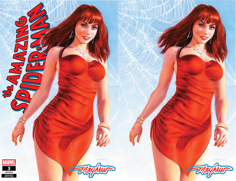 AMAZING SPIDER-MAN #3 Mike Mayhew Studio Variant Cover A Trade Dress & B Virgin SET GLOW SIG with COA