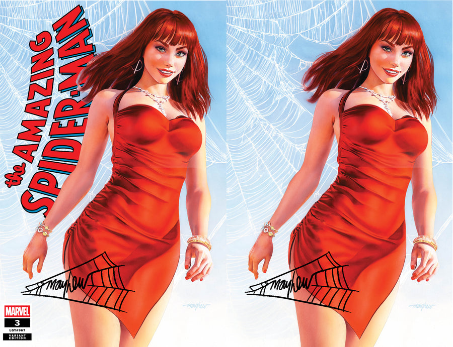 AMAZING SPIDER-MAN #3 Mike Mayhew Studio Variant Cover A Trade Dress & B Virgin SET BLACK THWIP SIG with COA