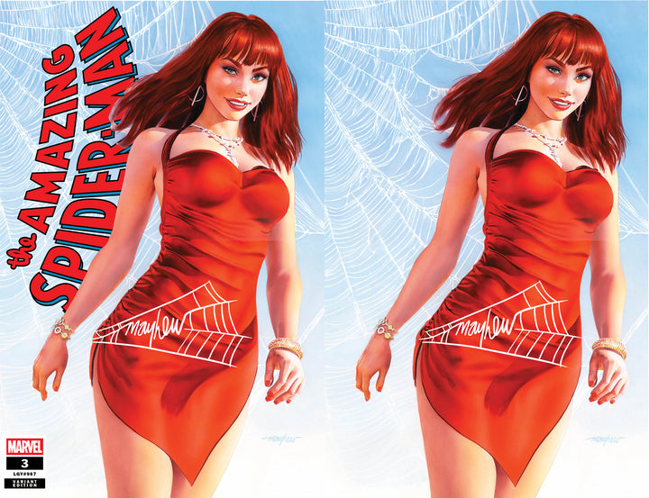 AMAZING SPIDER-MAN #3 Mike Mayhew Studio Variant Cover A Trade Dress & B Virgin SET WHITE THWIP SIG with COA