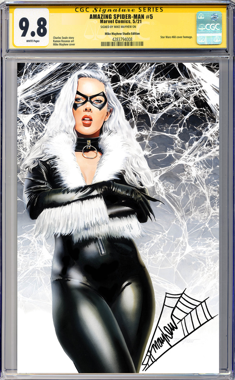 AMAZING SPIDER-MAN #5 Mike Mayhew Studio Variant Cover B Virgin BLACK THWIP SIG CGC 9.8 SIGNATURE SERIES SLAB