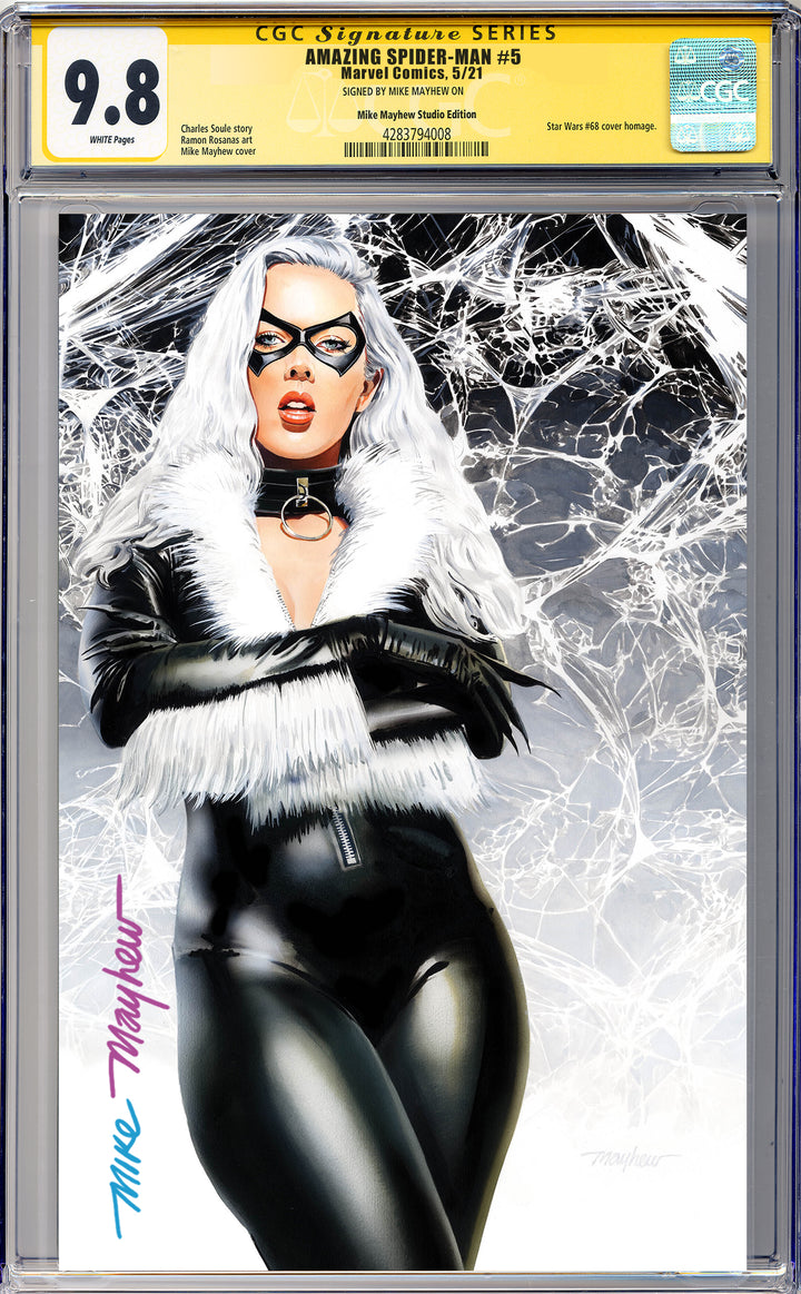 AMAZING SPIDER-MAN #5 Mike Mayhew Studio Variant Cover B Virgin FULL DUO SIGNED CGC 9.8 SIGNATURE SERIES SLAB
