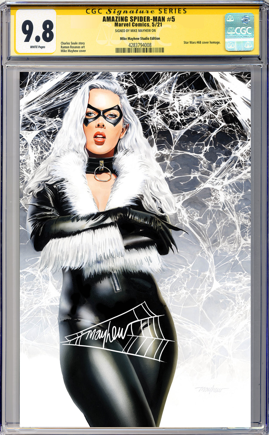 AMAZING SPIDER-MAN #5 Mike Mayhew Studio Variant Cover B Virgin WHITE THWIP SIG CGC 9.8 SIGNATURE SERIES SLAB