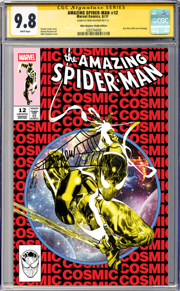 AMAZING SPIDER-MAN #12 Mike Mayhew Studio Variant Cover A Trade Dress BLACK THWIP SIG CGC 9.8 SIGNATURE SERIES SLAB