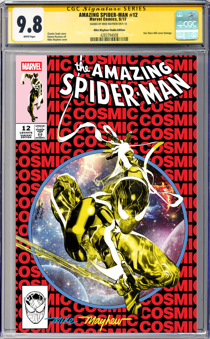 AMAZING SPIDER-MAN #12 Mike Mayhew Studio Variant Cover A Trade Dress FULL DUO SIG CGC 9.8 SIGNATURE SERIES SLAB