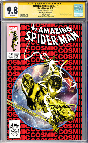 AMAZING SPIDER-MAN #12 Mike Mayhew Studio Variant Cover A Trade Dress GLOW SIG CGC 9.8 SIGNATURE SERIES SLAB