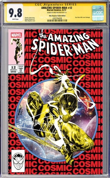 AMAZING SPIDER-MAN #12 Mike Mayhew Studio Variant Cover A Trade Dress WHITE THWIP SIG CGC 9.8 SIGNATURE SERIES SLAB