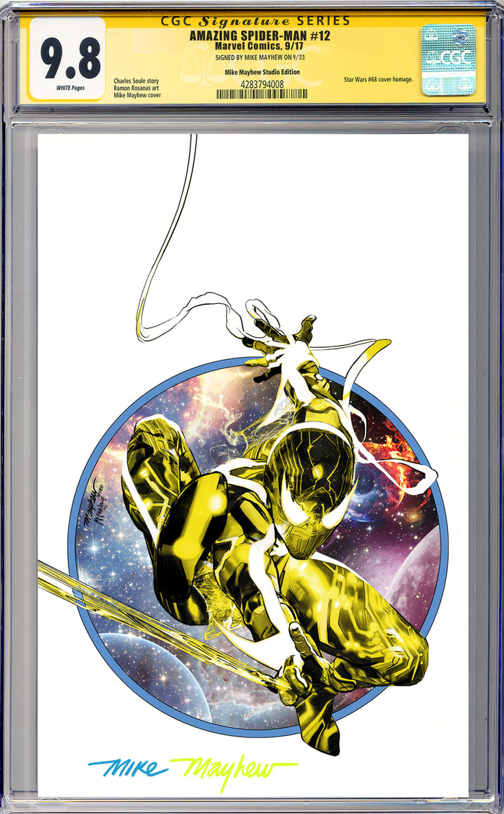 AMAZING SPIDER-MAN #12 Mike Mayhew Studio Variant Cover B Trade Dress FULL DUO SIG CGC 9.8 SIGNATURE SERIES SLAB