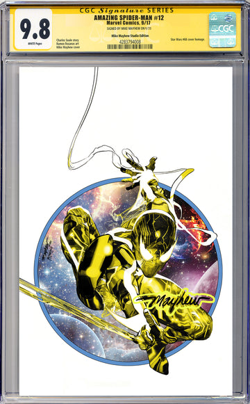 AMAZING SPIDER-MAN #12 Mike Mayhew Studio Variant Cover B Trade Dress GLOW SIG CGC 9.8 SIGNATURE SERIES SLAB