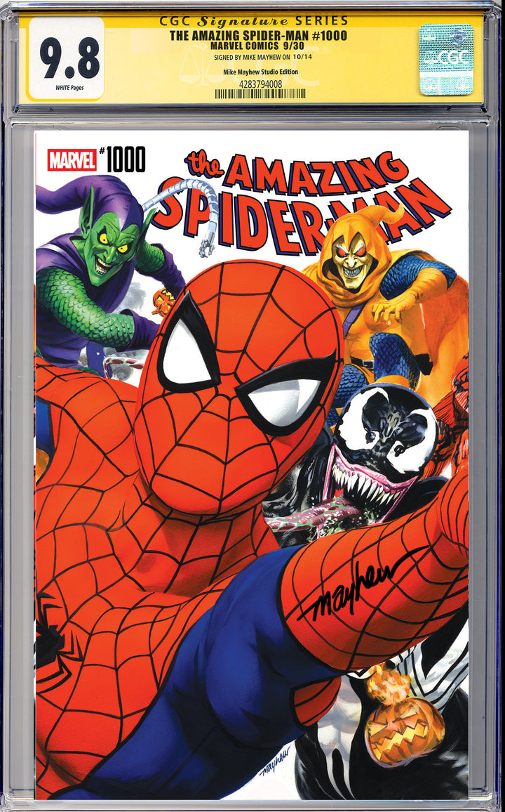 Amazing Spider-Man #1000 Mike Mayhew Studio variant, Trade Dress, signed CGC 9.8 slab
