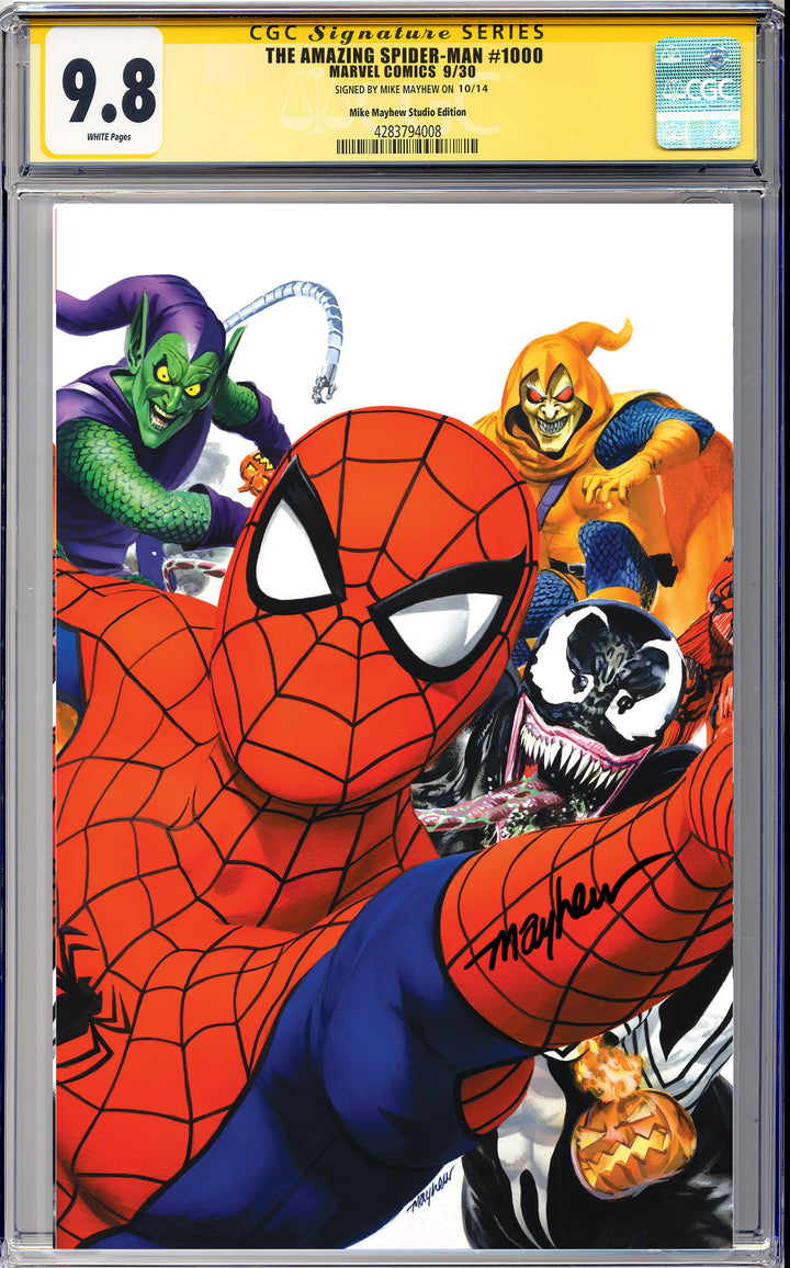 Amazing Spider-Man #1000 Mike Mayhew Studio variant, Virgin, signed CGC 9.8 slab