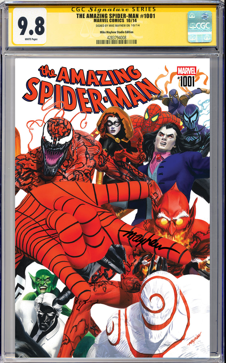 Amazing Spider-Man #1001 Mike Mayhew Studio variant, Trade Dress, signed CGC 9.8 slab