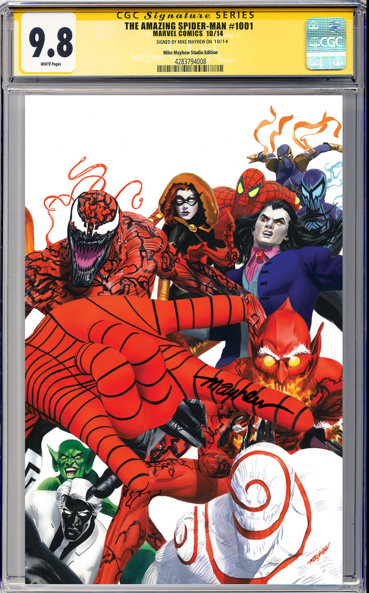 Amazing Spider-Man #1001 Mike Mayhew Studio variant, Virgin, signed CGC 9.8 slab