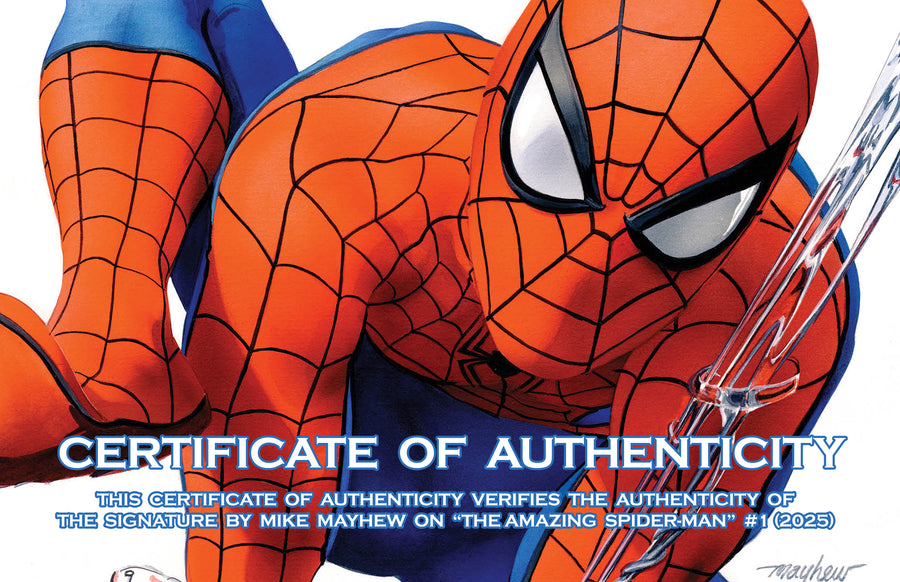 AMAZING SPIDER-MAN #1 (2025) Mike Mayhew Studio Variant Cover A Trade Dress & B Virgin SET GLOW SIG with COA AMAZING SPIDER-MAN #1 (2025) Mike Mayhew Studio Variant Cover A Trade Dress & B Virgin SET GLOW SIG with COA