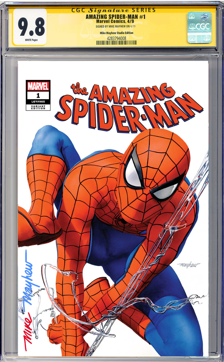 AMAZING SPIDER-MAN #1 (2025) Mike Mayhew Studio Variant Cover A Trade Dress FULL DUO CGC 9.8 SIGNATURE SERIES SLAB