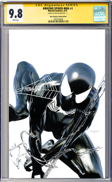 AMAZING SPIDER-MAN #1 (2025) Mike Mayhew Studio Variant Cover C Black Suit Variant BLACK THWIP SIG CGC 9.8 SIGNATURE SERIES SLAB