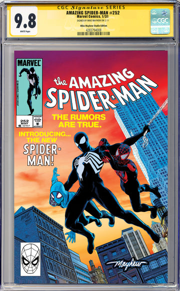 AMAZING SPIDER-MAN #252 FACSIMILE EDITION Mike Mayhew Studio Variant Cover A Trade Dress Glow Sig CGC Yellow Label 9.6 and Above Graded Slab