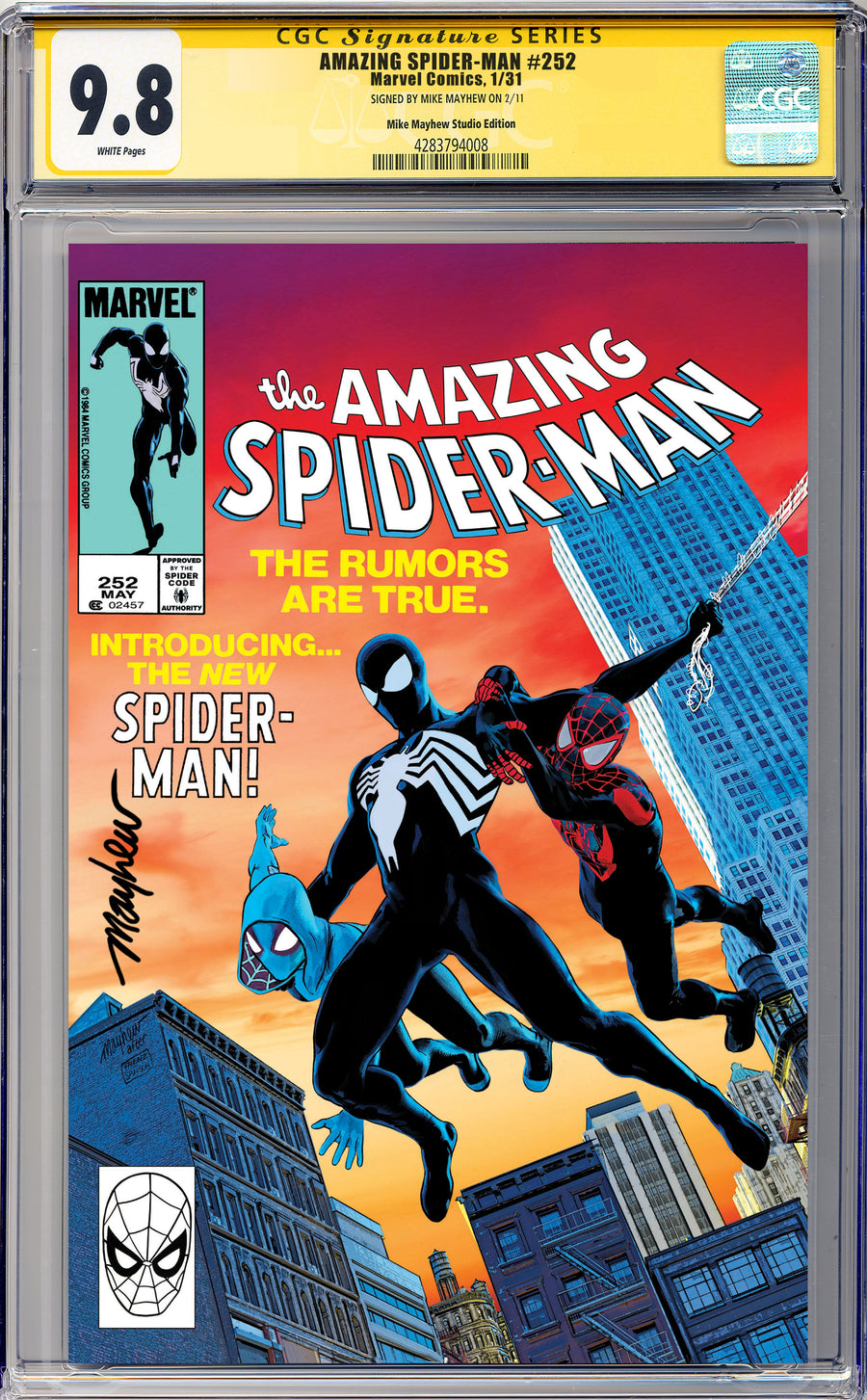 AMAZING SPIDER-MAN #252 FACSIMILE EDITION Mike Mayhew Studio Variant Cover A Trade Dress Regular Sig CGC Yellow Label 9.6 and Above Graded Slab