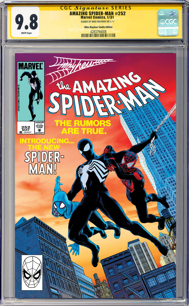 AMAZING SPIDER-MAN #252 FACSIMILE EDITION Mike Mayhew Studio Variant Cover A Trade Dress Thwip Sig CGC Yellow Label Guaranteed 9.8 Graded Slab
