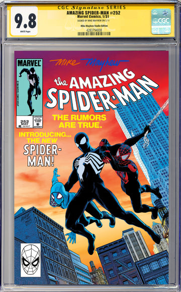 AMAZING SPIDER-MAN #252 FACSIMILE EDITION Mike Mayhew Studio Variant Cover A Trade Dress Full Duo Sig CGC Yellow Label 9.6 and Above Graded Slab