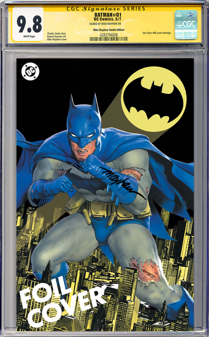 BATMAN #1 Mike Mayhew Studio Variant Cover C Foil Regular Sig CGC Yellow Label Guaranteed 9.8 Graded Slab