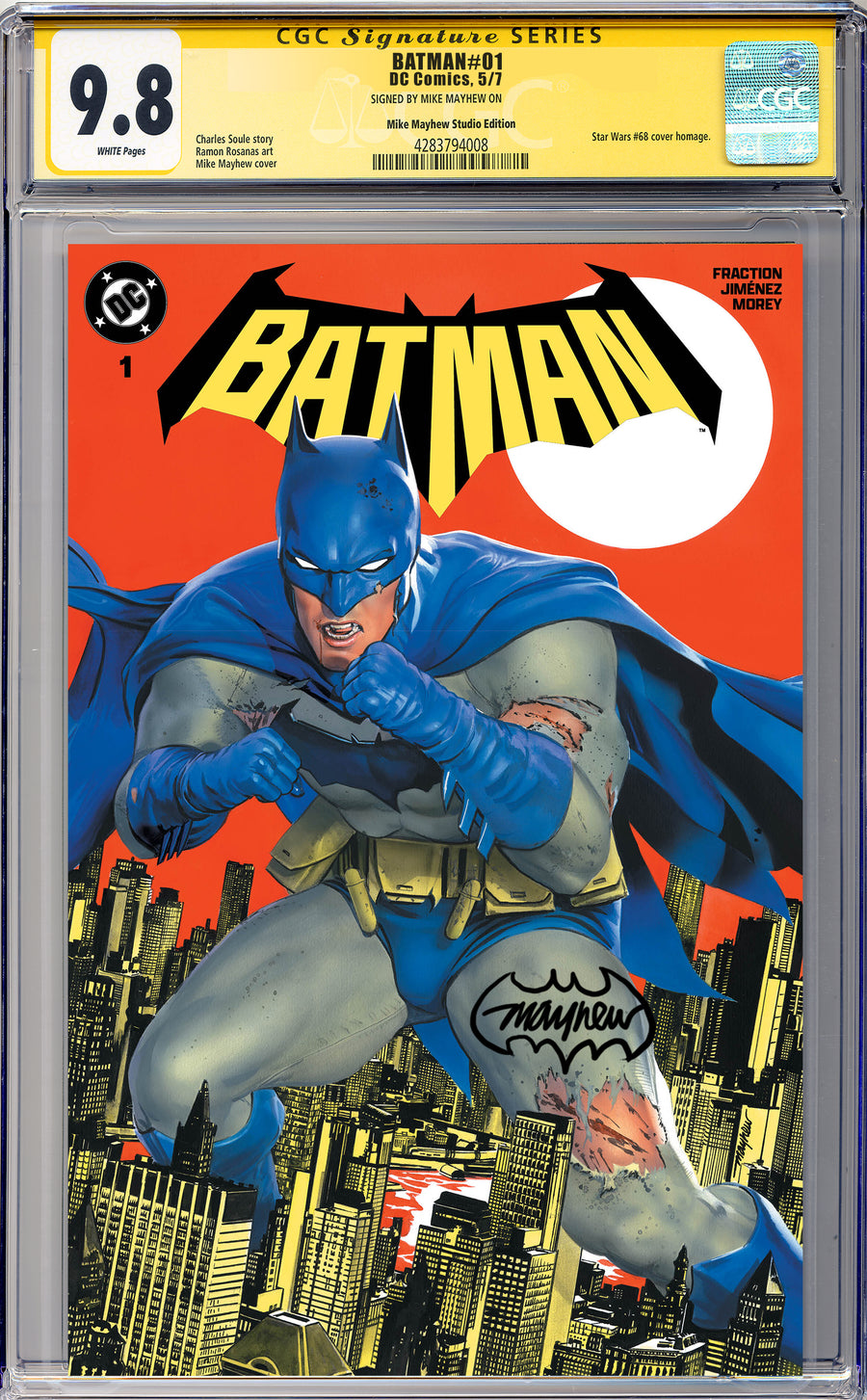 BATMAN #1 Mike Mayhew Studio Variant Cover A Trade Dress Bat Sig CGC Yellow Label Guaranteed 9.8 Graded Slab