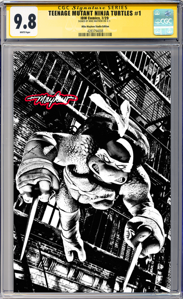 TEENAGE MUTANT NINJA TURTLES #1 Mike Mayhew Studio Variant Cover C B&W Variant Glow Sig CGC Yellow Label Guaranteed 9.8 Graded Slab